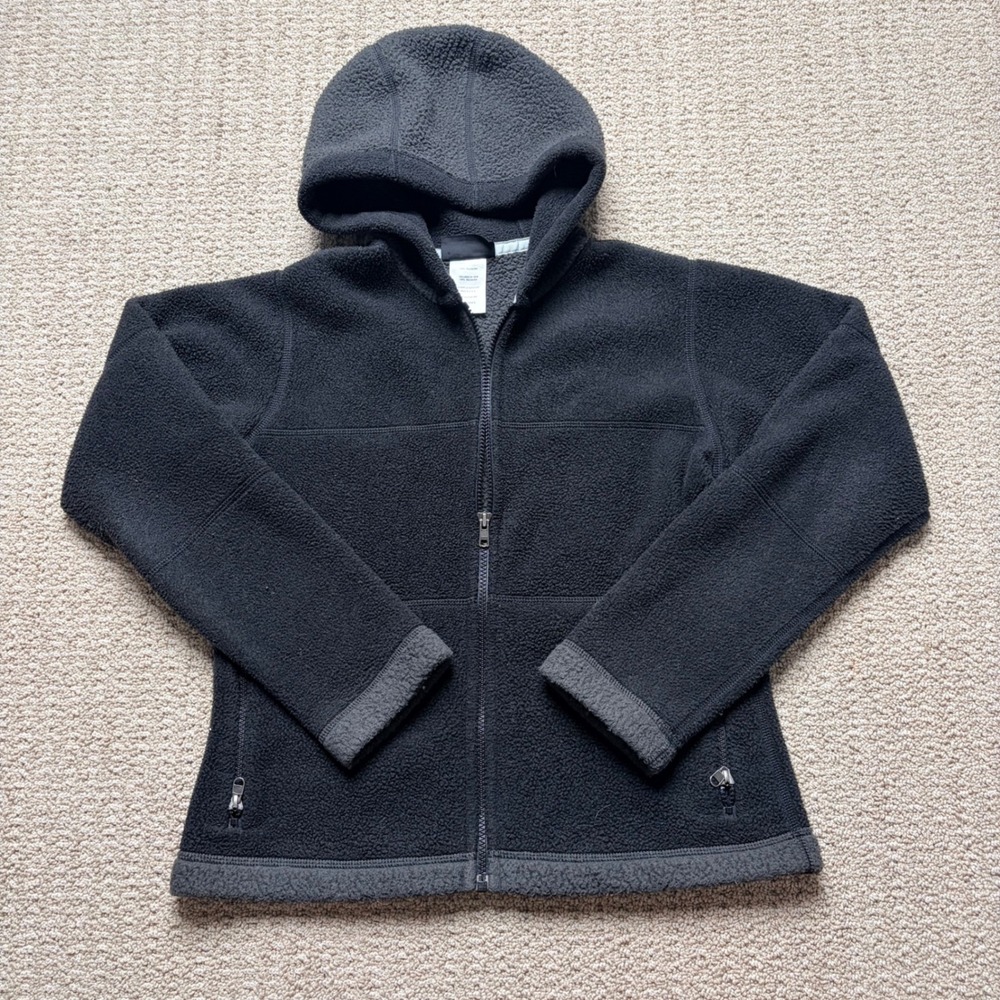 Patagonia Synchilla Womens L Full Zip Fleece Hoodie Black Grey Made in USA